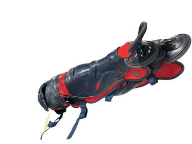Used Easton Red Blue Shin Gaurds Catchers Leg Guards Navy Blue Adult 11834-s000042354