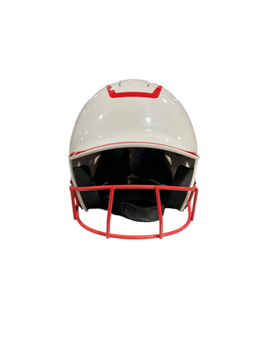 Used Champro Wht Red Helmet 7-7.5 Batting Helmet Mask White Lg 11834-s000045819