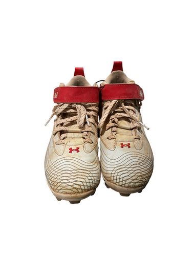 Used Under Armour Red Wht Bb Sb Cleats White Junior 02 11834-s000047069