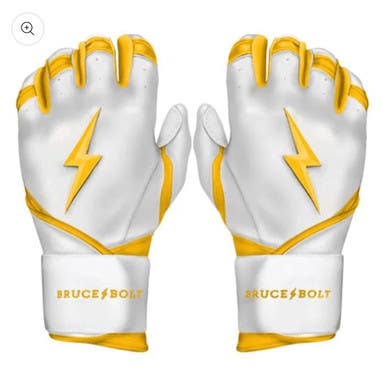 New Adult Yellow Premium Pro Chrome Series Long Cuff Batting Glove Bruce Bolt 11834-502y2