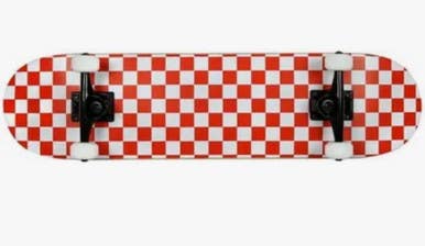 New Krown White Red Checker Rookie Complete 7.5 Skate Board 11834-ksskrrc-53