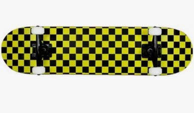 New Krown Black Yellow Checker Rookie Complete 7.5 Skate Board 11834-ksskrrc-58