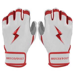 New Youth Red Premium Pro Chrome Series Short Cuff Batting Glove Bruce Bolt 11834-502s4