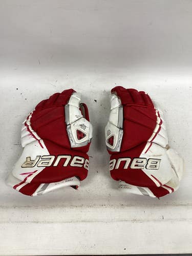 Used Bauer X60 Gloves Senior Gloves Cardinal And White 14" 11851-s000047600