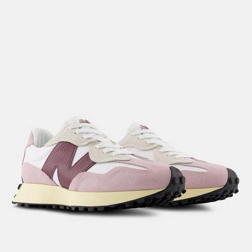 New Balance 327 Sneakers Women's Size 5.5 Pink White Suede Low Top Shoes TF3552