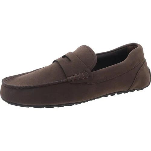 Alfani Marco Penny Loafers Men's US 11.5 Brown Faux Suede Moc Toe Casual ZPO3777