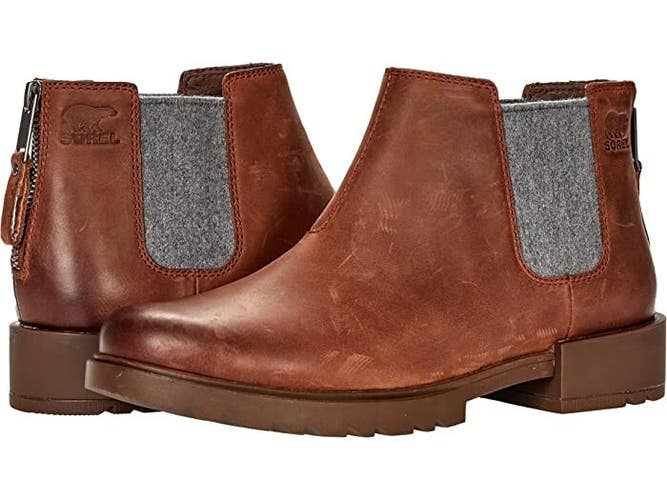 Sorel Emelie II 2004921-242 Boot Women's US 7 Dark Amber Leather Chelsea ZOGG296