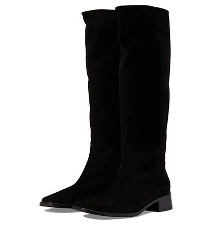 Freda Salvador Rita Boots Women's US 5 Black Suede Square Toe Knee-High JOBB1304