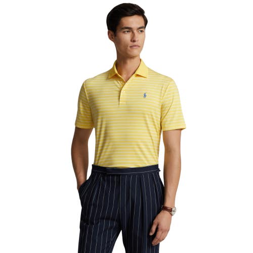 Polo Ralph Lauren Polo Shirt Mens Small Yellow Striped Cotton Classic Fit MAC188