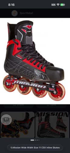 Mission Wide Width Size 11 CSX Inline Skates