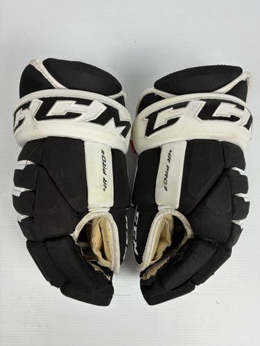 Used 15" Senior CCM Tacks 4 Roll Pro 2 Hockey Gloves - Black/White