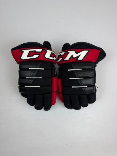 Used 13" CCM Tacks 4 Roll Pro Hockey Gloves - Black/Red/White