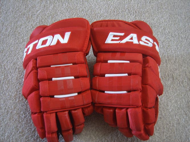 Excellent Condition Pro Stock Easton Pro Senior Hockey Gloves 14" Detroit Red Wings