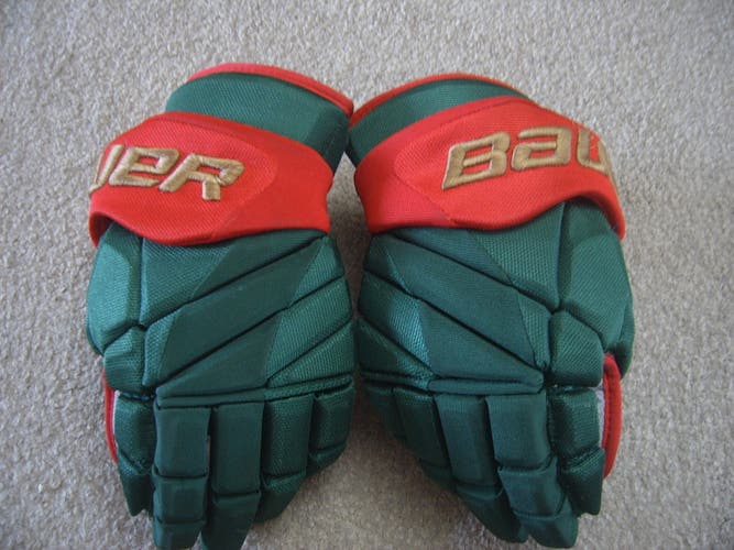 Excellent Condition Bauer Vapor 1X Pro Lite Hockey Gloves 14" Minnesota Wild Pro Stock