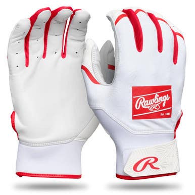 New Rawlings Clout Youth Batting Gloves White Red Xl 11506-rawcl25ybgwsxl