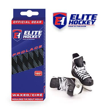 New Elite Hockey Waxed Laces Black White 130" 11506-eltbw130