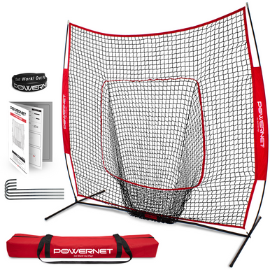 New Powernet Original Hitting Net 7' X 7' Red #1001 11506-pnt1001rd