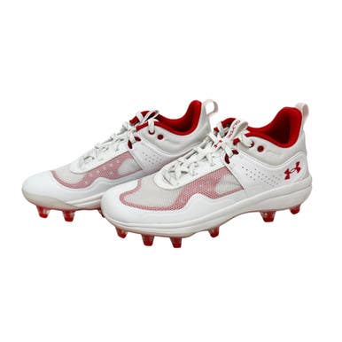 Used Under Armour Glyde Bb Sb Cleats White And Red Women's 7.5 Like New Condition 11506-s000302380
