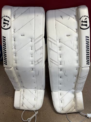 White 34+1.5" Senior Warrior Ritual G3 Goalie Leg Pads (Used)
