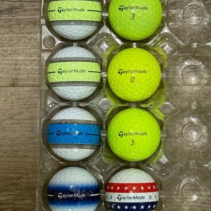 8 TaylorMade Tour Response Golf Balls - Yellow and Stripe Design