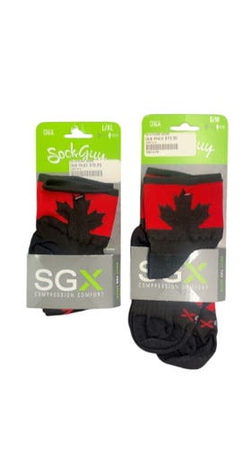 SockGuy SGX Canada Maple Leaf Compression Cycling Socks New S/M & L/XL Per Pair