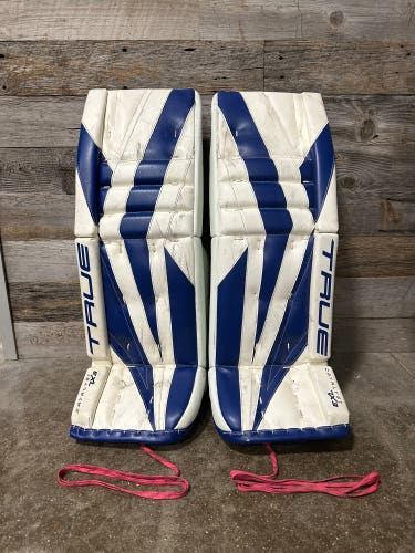Blue 34" Senior True Catalyst 7X3 Goalie Leg Pads (Used)