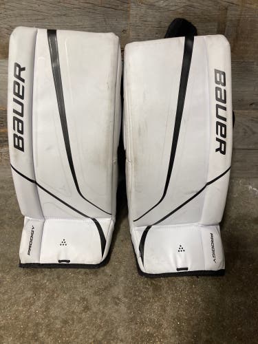 White 22" Youth Bauer Prodigy Goalie Leg Pads (Used)