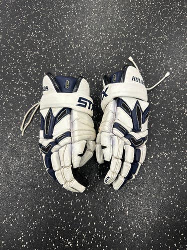 Used Stx Gilman Cell Lacrosse Gloves Mens Navy And White Lg Hole On The Thumb 11849-s000014237