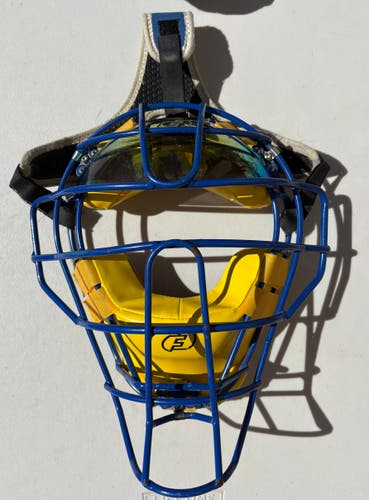 Force3 Defender Traditional Catcher's Mask Royal Blue/Yellow w/ Sun Visor/Case