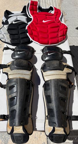Nike Vapor Adult Catcher's Gear Set – 16" Chest Protectors Black & Red & Leg Guards