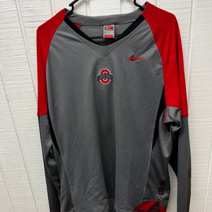 Nike Team Fit Dry Ohio State Men’s L NWT LS Gray/Red Authentic Basketball Tee