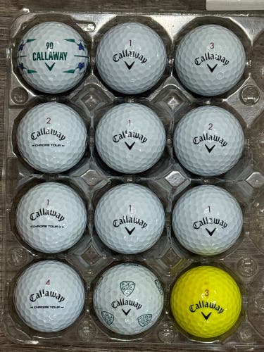 12 Callaway Chrome Tour Golf Balls - 5A/4A Condition