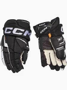 New Ccm Tacks Xf Hockey Gloves Sr 13" Blk Wht 11873-ccmhgxfsrbkwh13