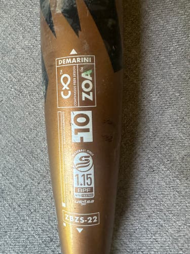 2022 DeMarini Zoa Composite USSSA Certified Bat (-10) 18 oz 28" (Used)