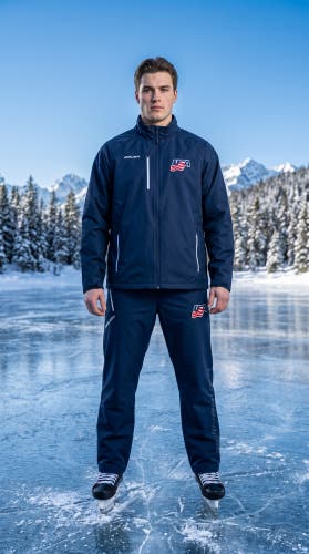Bauer NWT USA Hockey Warm Ups XL Jacket & Pants Embroidered Patch Set