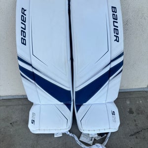 White Large Intermediate Bauer Supreme S29 Goalie Leg Pads (New)