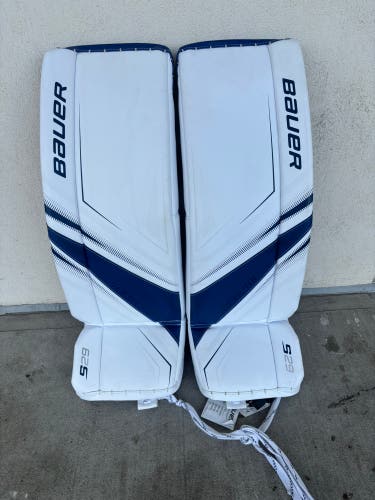 White Large Intermediate Bauer Supreme S29 Goalie Leg Pads (New)