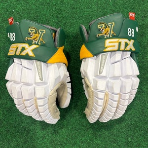 Green & White UVM STX Surgeon RZR Lacrosse Gloves (Used) Large