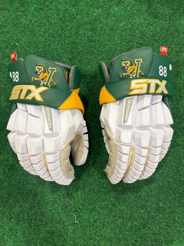 Green & White UVM STX Surgeon RZR Lacrosse Gloves (Used) Large