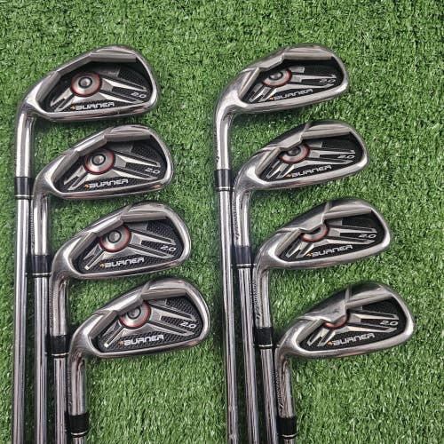 Taylormade Burner 2.0 Iron Set 4-PW AW (GW) 85g Stiff Flex Steel Left LH