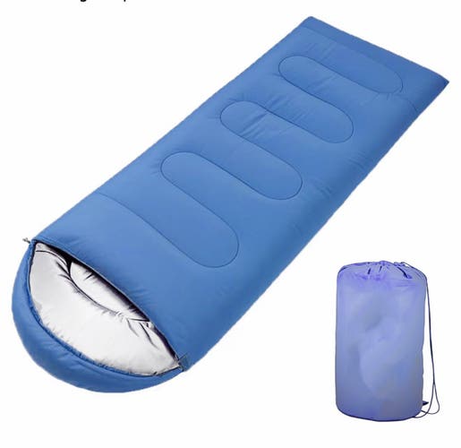 Wind Tour 3 Season Lightweight Waterproof Sleeping Bag Blue adults 84.6"x31.5"