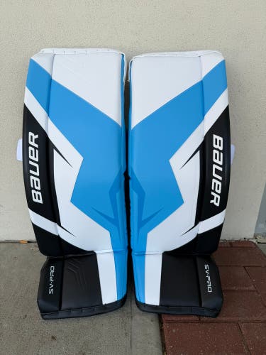 Blue Large Junior Bauer Sv-Pro Goalie Leg Pads (New)