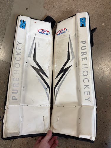 White 24" Junior Pure Hockey Goalie Leg Pads (Used)