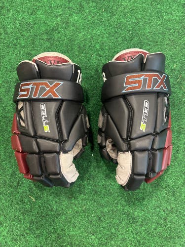 Maroon STX Cell VI Lacrosse Gloves (Used) Franklin Pierce | Large