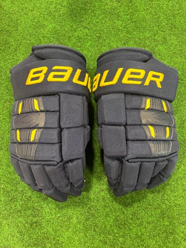 Blue Senior Bauer 4 Roll Gloves 15" Pro Stock (Used) Merrimack College