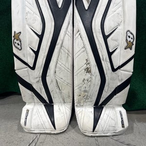 White & Black Junior Brian's Gnetik X Goalie Leg Pads (Used) | 27" + 1"