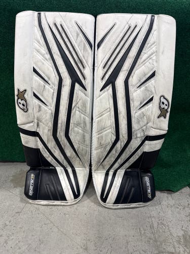 White & Black Junior Brian's G-Netik X5 Goalie Leg Pads (Used) | 29"+1"