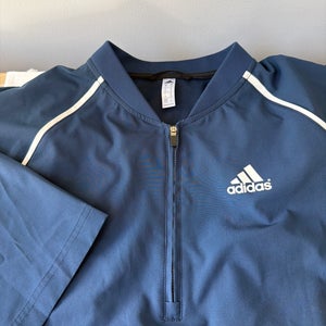 Men’s Adidas Quarter Zip Windbreaker Navy Jacket Pullover Size M