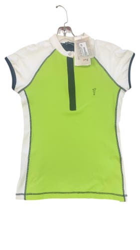 Golfino Women's Golf Polo Shirt Lime Green/White NWT Size 34-New