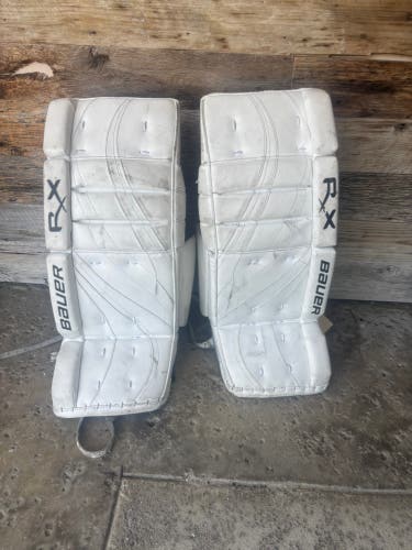 White 28" Intermediate Bauer RX8 Goalie Leg Pads